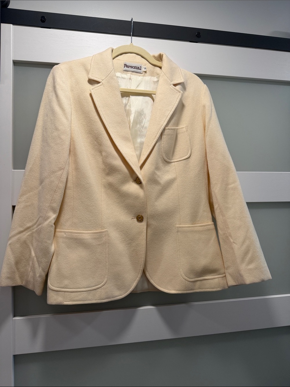 Personal Light Cream Tailored Two-Button Blazer